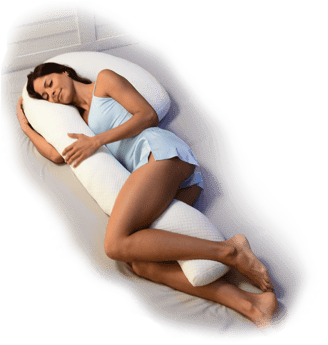SwanBodyPillow_Prototype_Lifestyle_Brunette Model